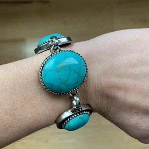 Faux Turquoise Stone Statement Bracelet